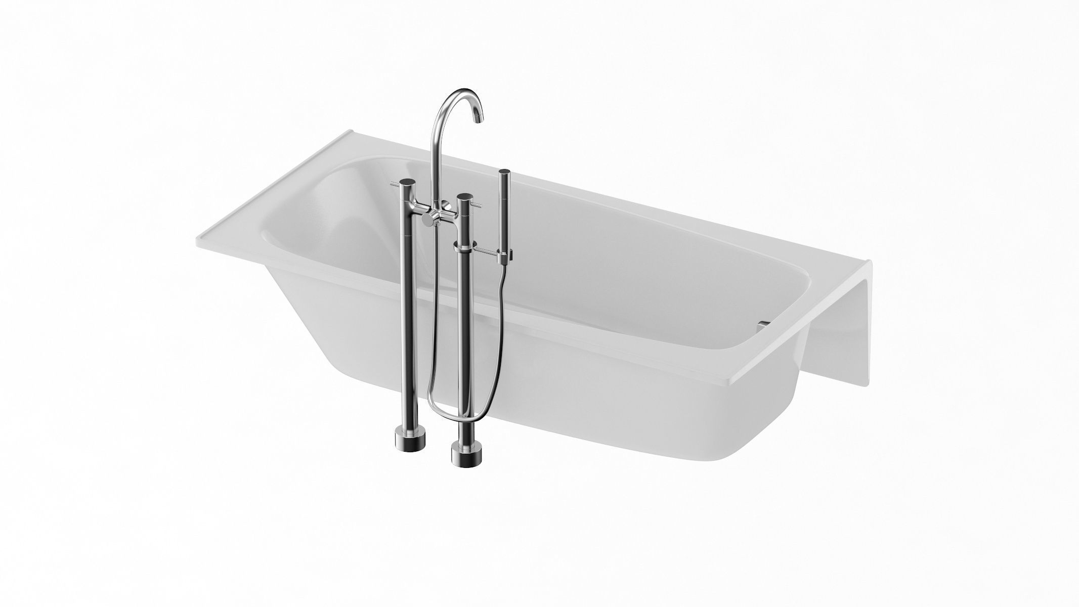 Enameled Cast Iron Bathtub 3D model_2