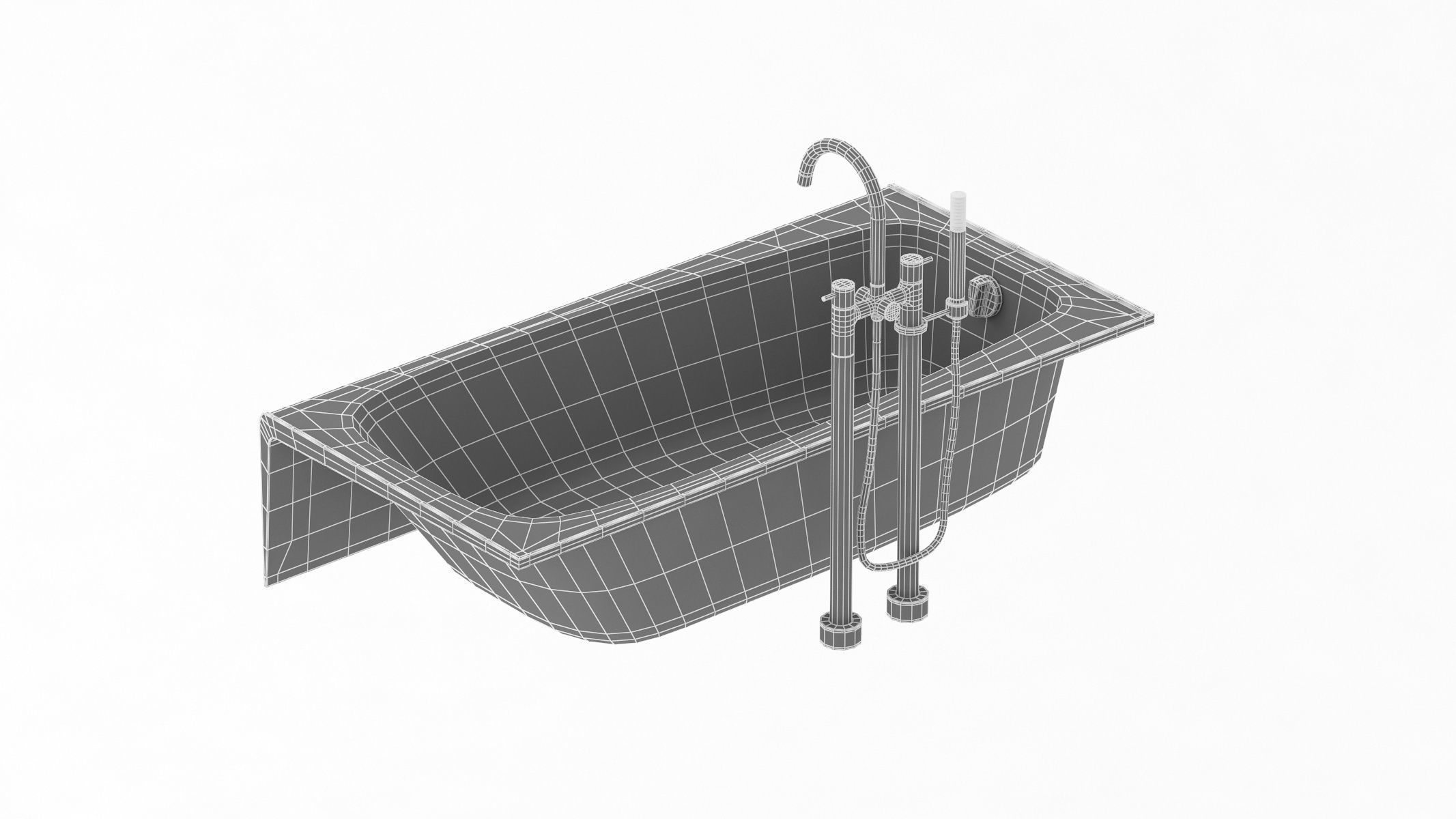 Enameled Cast Iron Bathtub 3D model_13