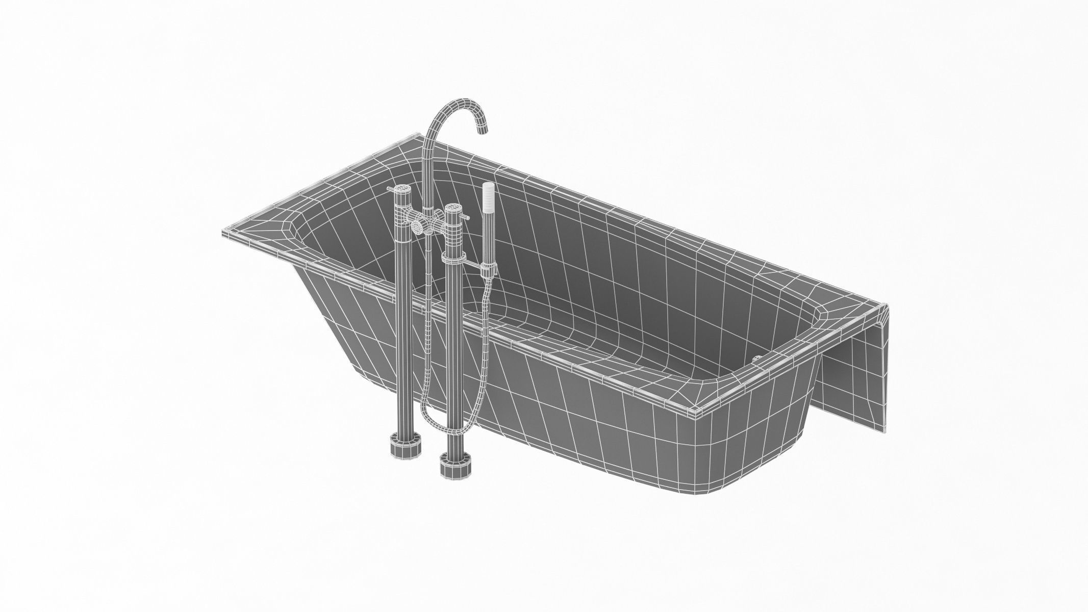Enameled Cast Iron Bathtub 3D model_12