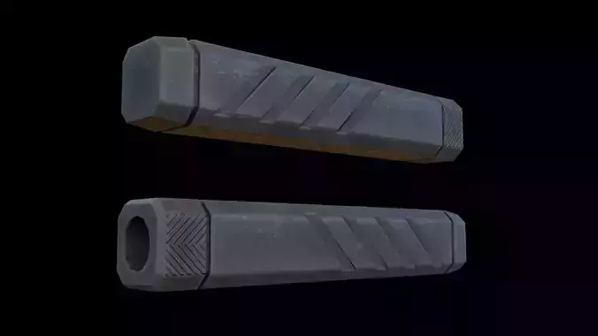 Square Silencer Low-poly 3D model