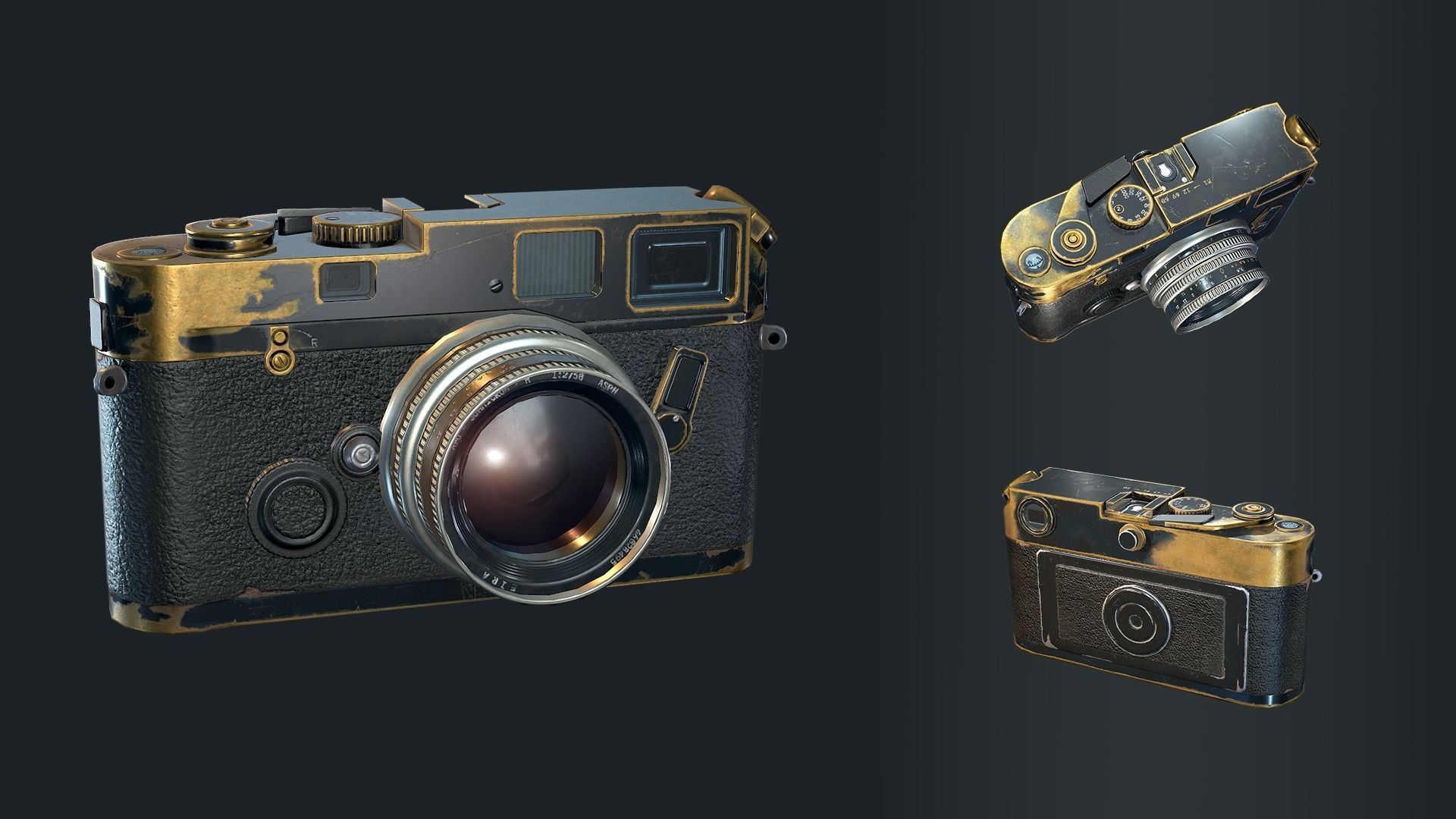 old style photo camera Low-poly 3D model_2