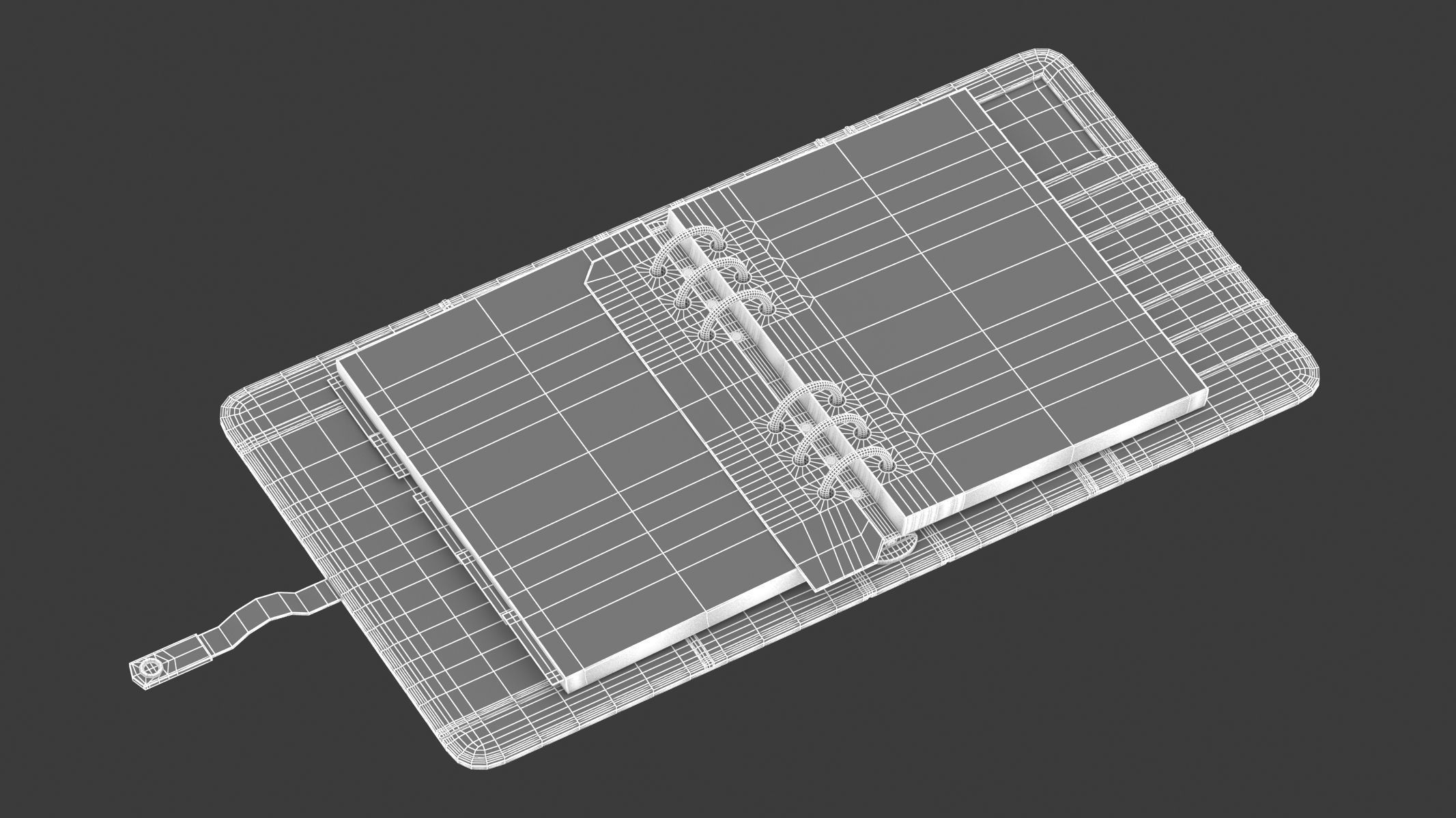 Leather Black Organizer Open 3D model_10