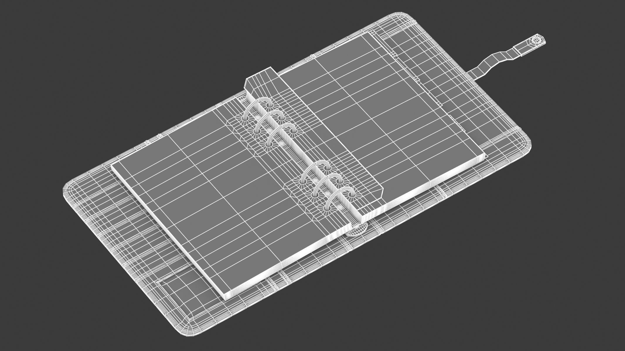 Leather Black Organizer Open 3D model_13