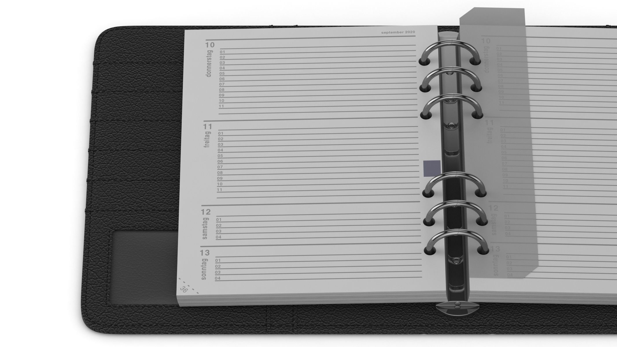 Leather Black Organizer Open 3D model_7