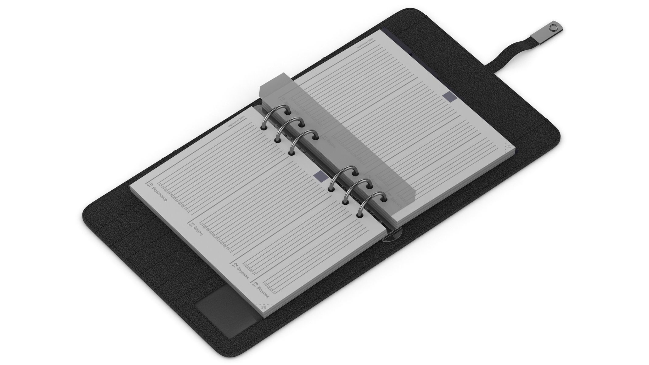 Leather Black Organizer Open 3D model_3