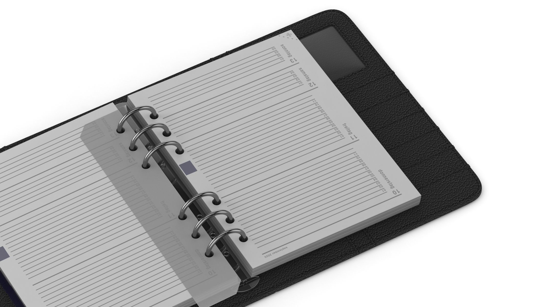 Leather Black Organizer Open 3D model_5