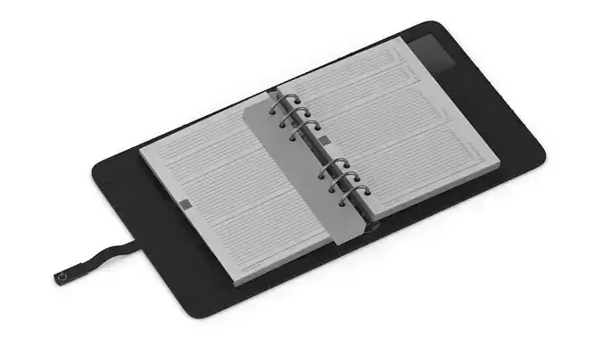 Leather Black Organizer Open 3D model