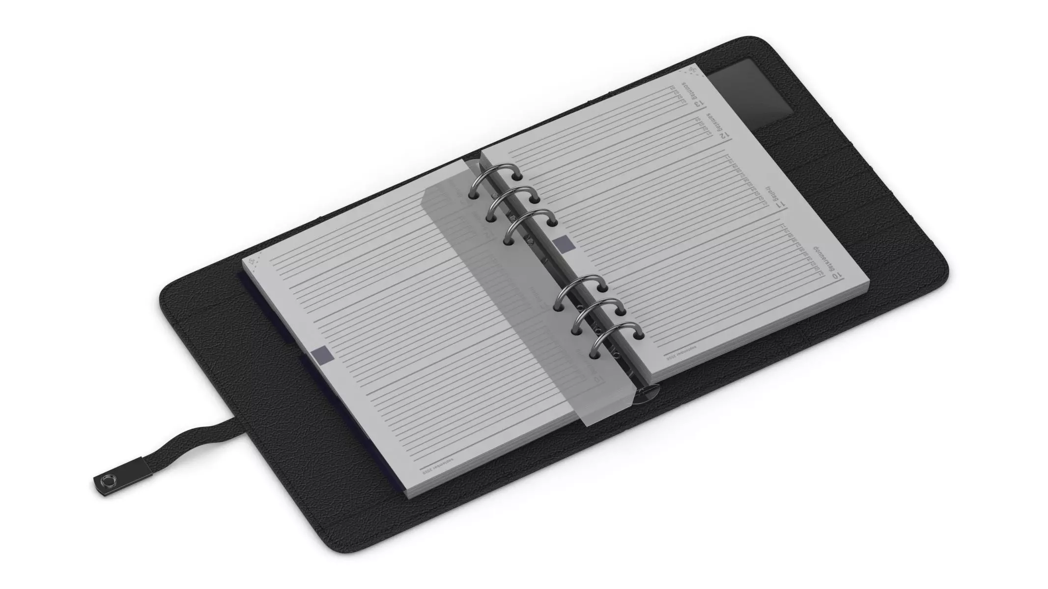 Leather Black Organizer Open 3D model_0