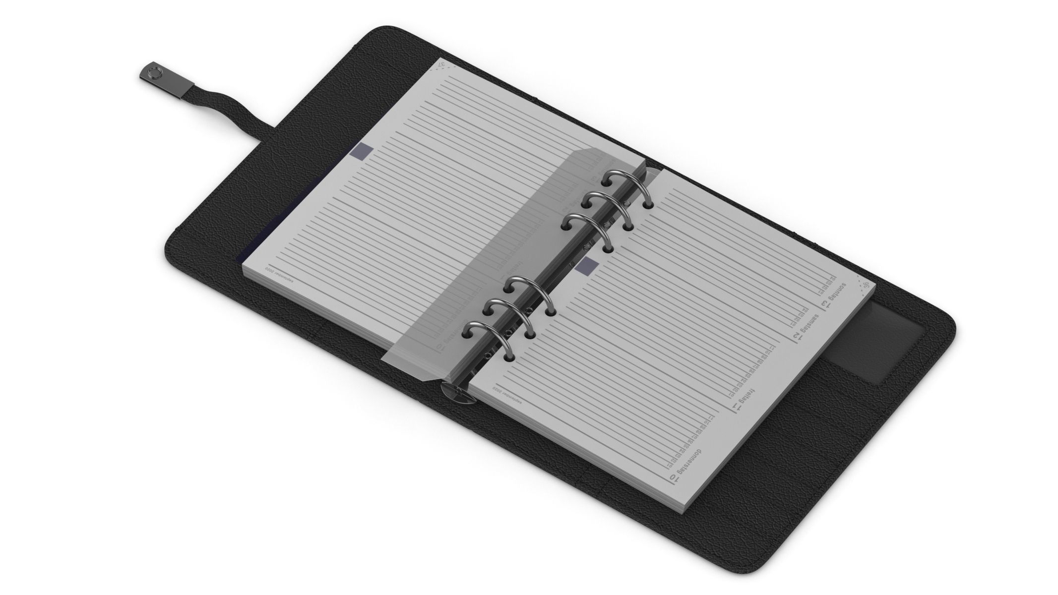 Leather Black Organizer Open 3D model_4