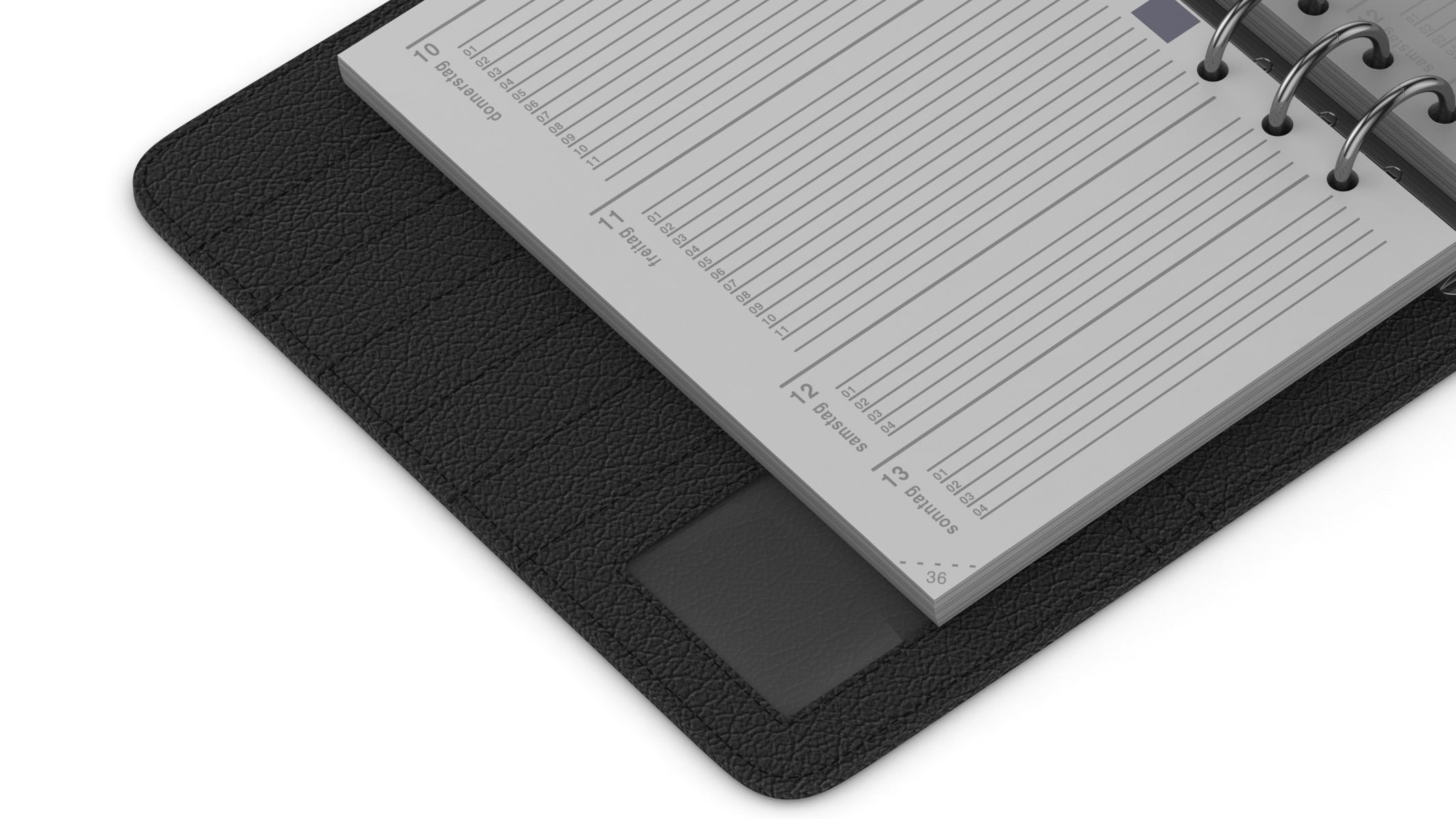 Leather Black Organizer Open 3D model_8