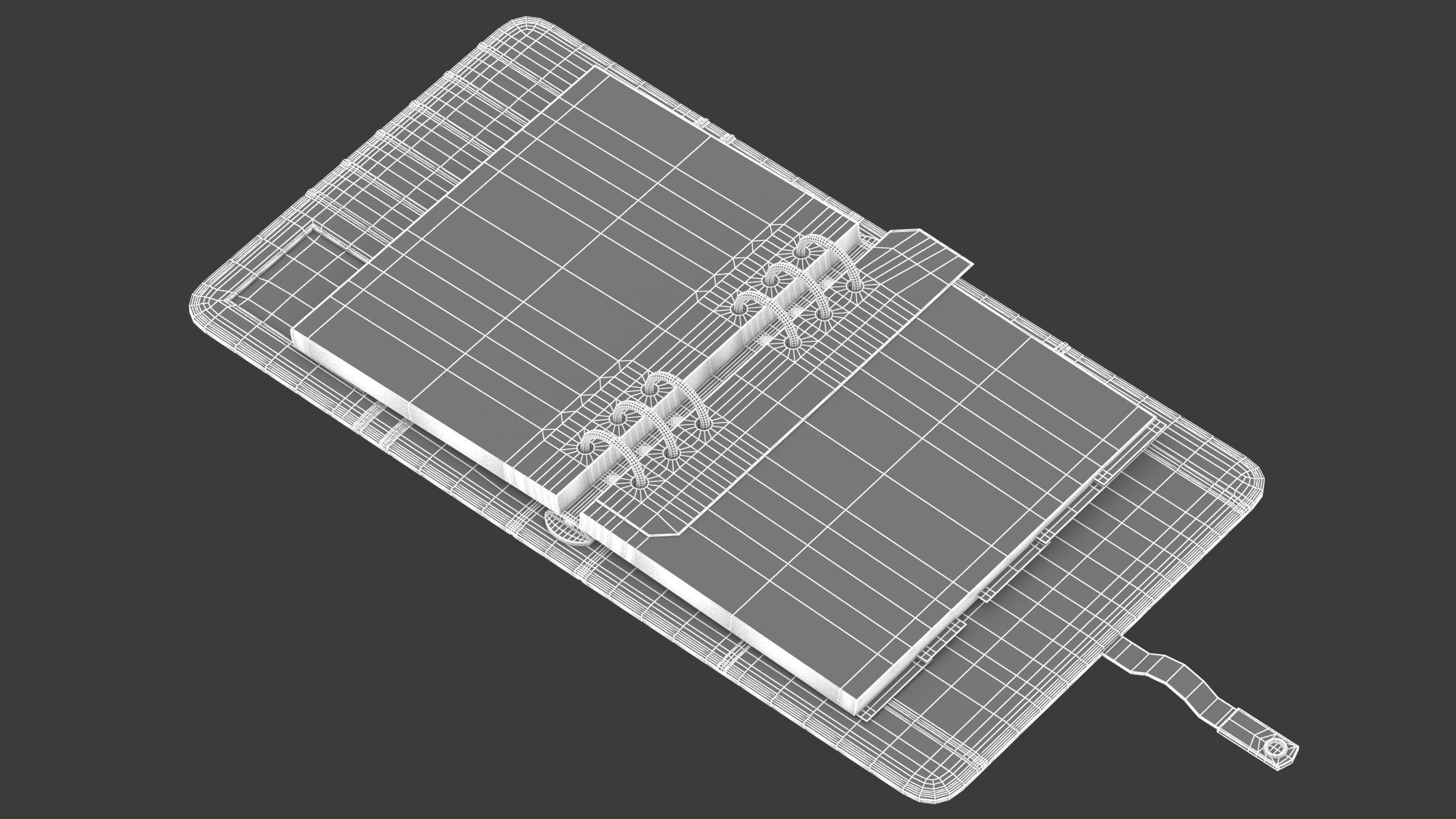 Leather Black Organizer Open 3D model_11