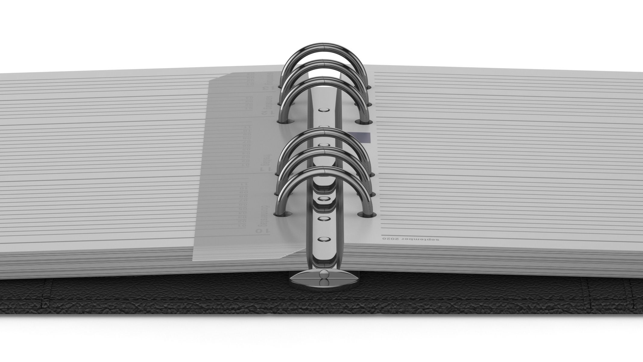 Leather Black Organizer Open 3D model_9