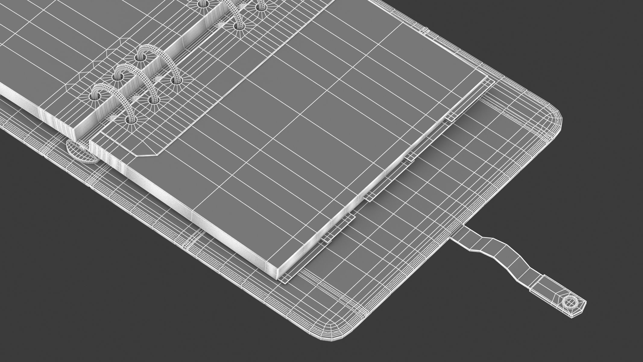 Leather Black Organizer Open 3D model_16