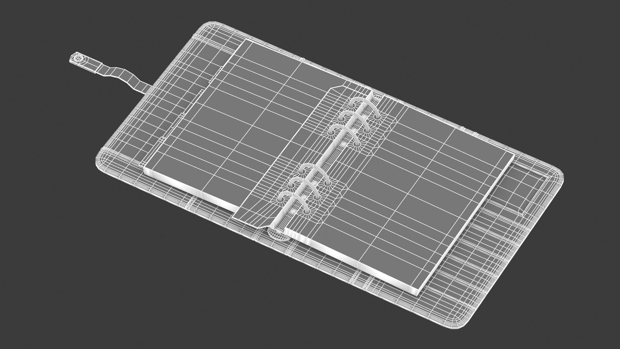 Leather Black Organizer Open 3D model_14