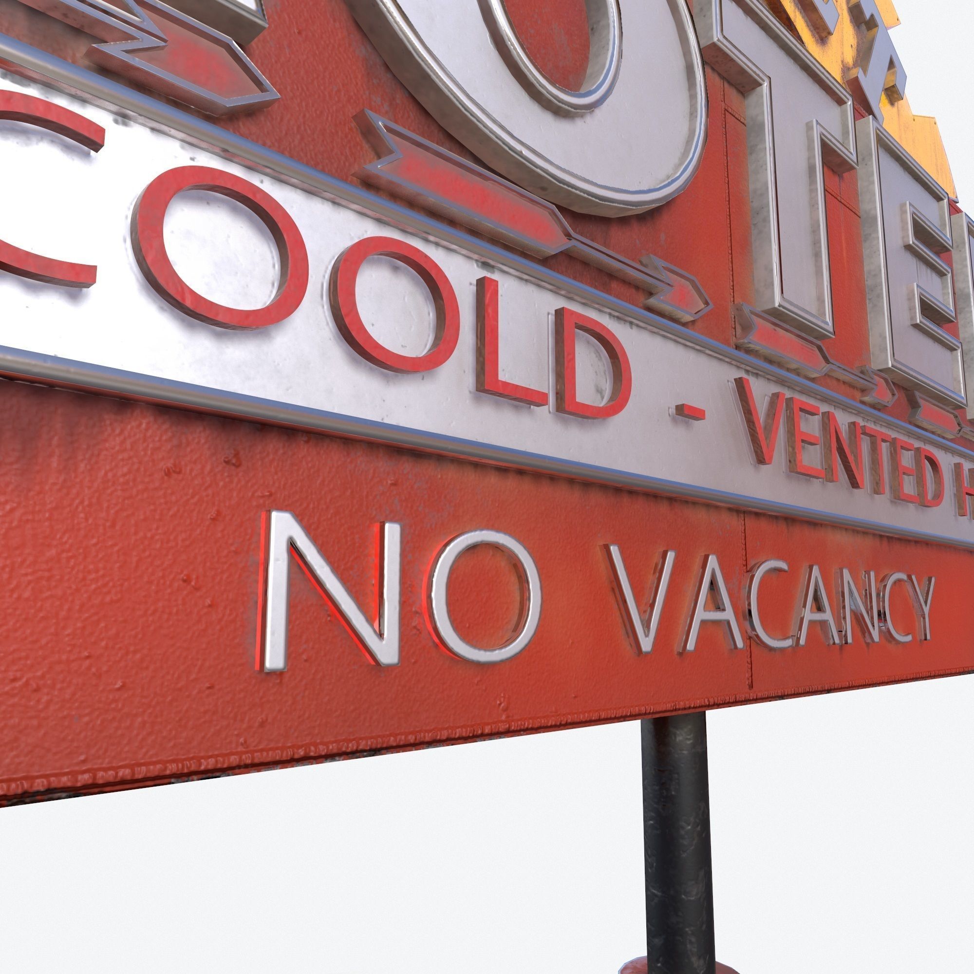 Motorway Motel Sign PBR 1 Low-poly 3D model_7