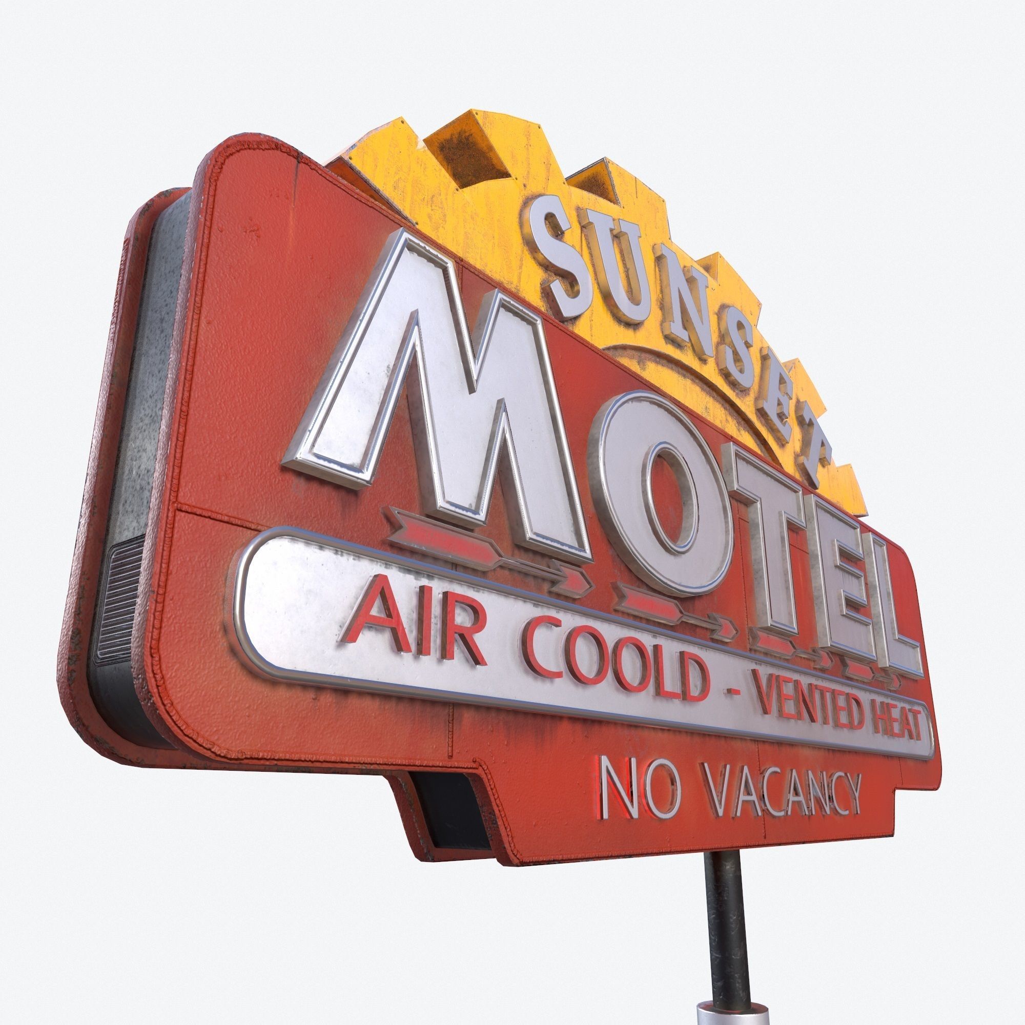Motorway Motel Sign PBR 1 Low-poly 3D model_5