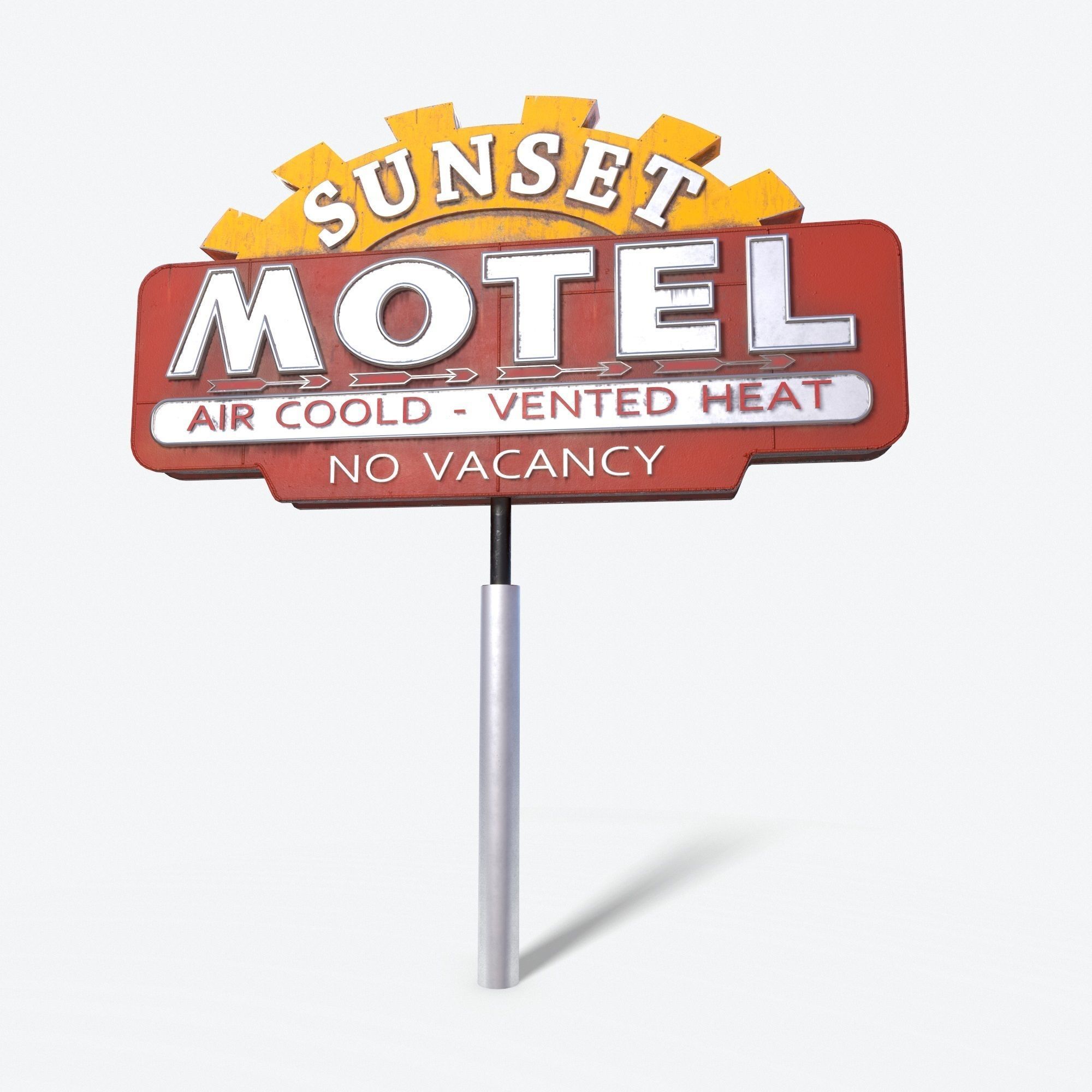 Motorway Motel Sign PBR 1 Low-poly 3D model_3