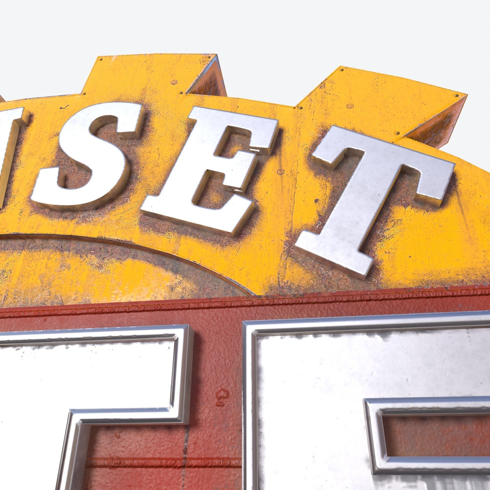 Motorway Motel Sign PBR 1 Low-poly 3D model_9