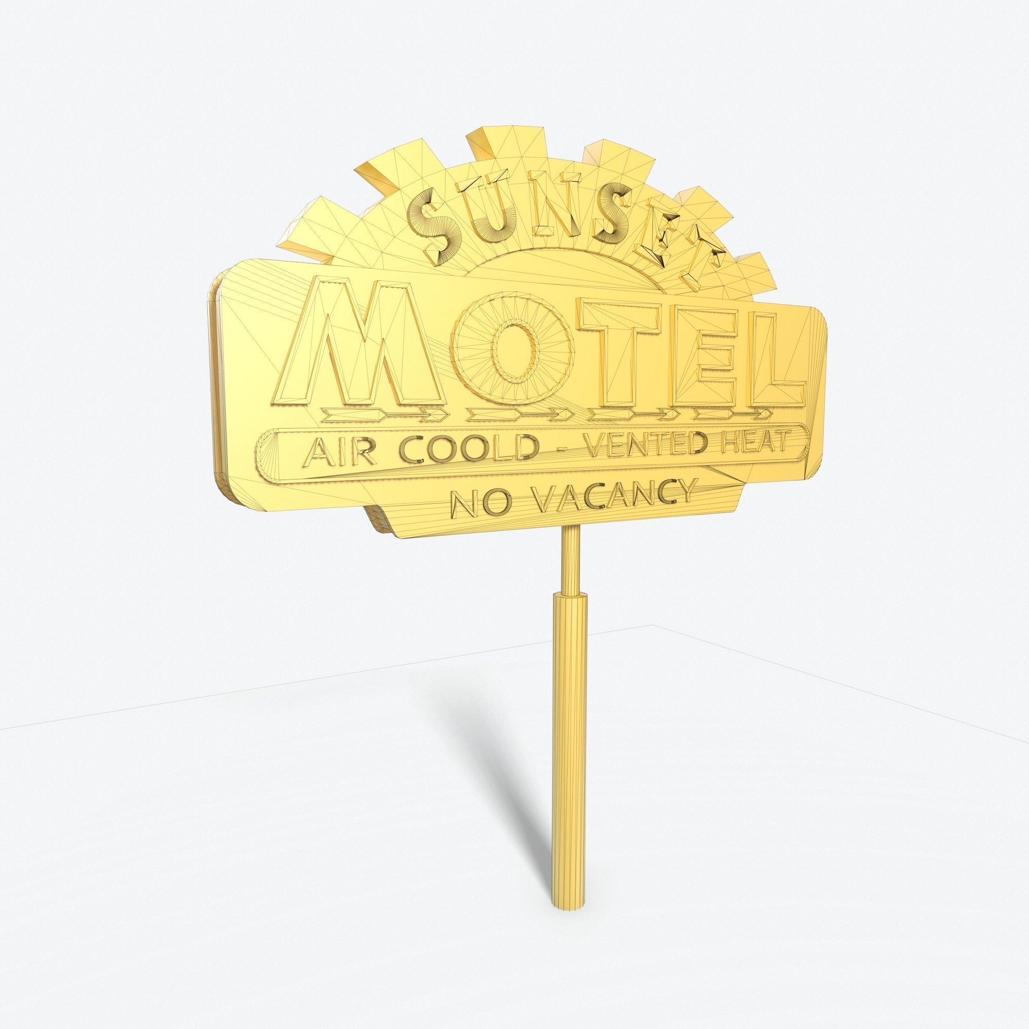 Motorway Motel Sign PBR 1 Low-poly 3D model_10