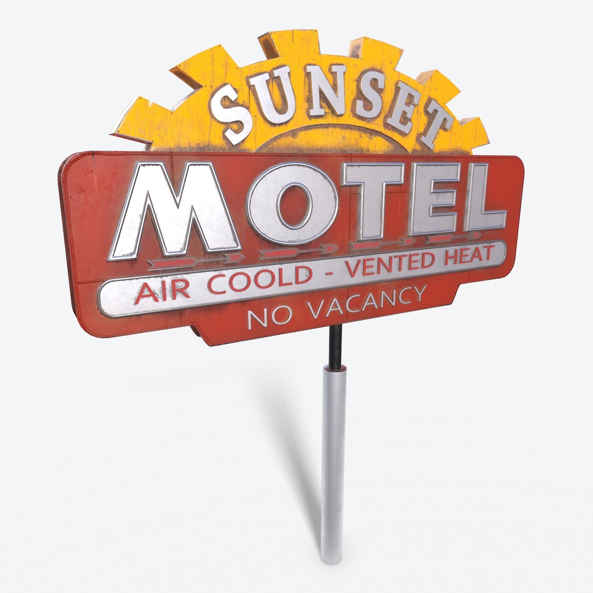 Motorway Motel Sign PBR 1 Low-poly 3D model_6