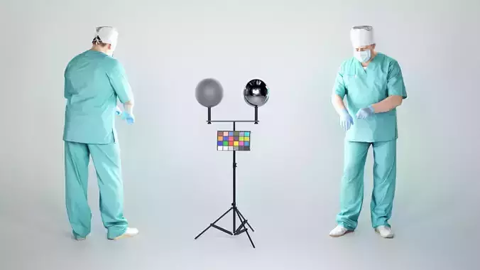 Surgeon in mask and sterile gloves working 137 Low-poly 3D model