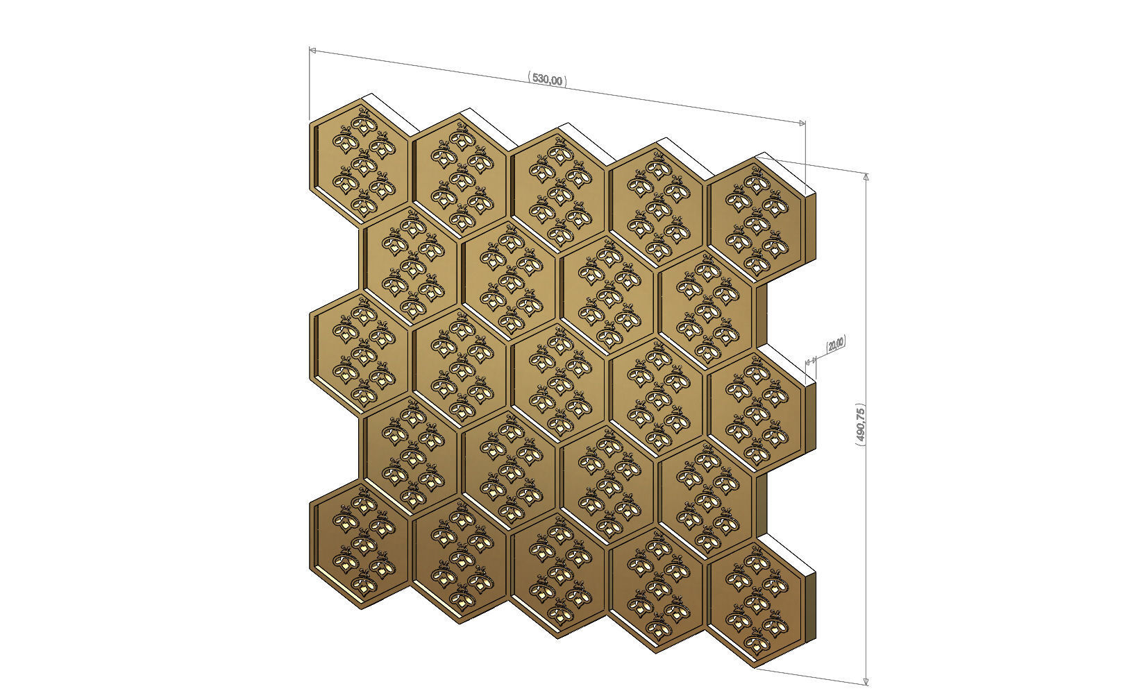 Beehive motif panel for 3dprinting and cnc 3D print model_4