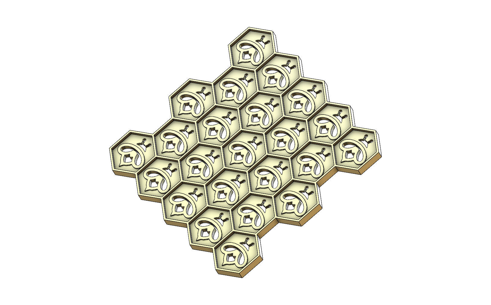 Beehive motif relief 3D print model_5