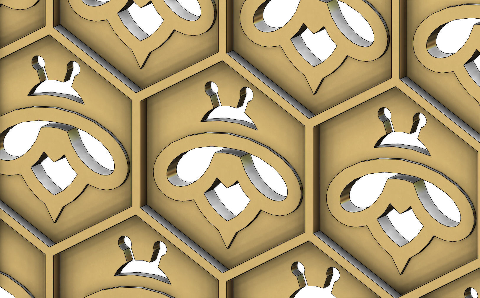 Beehive motif relief 3D print model_4