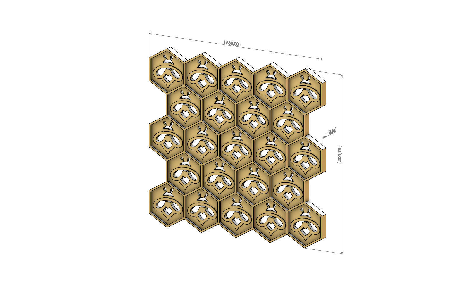 Beehive motif relief 3D print model_3