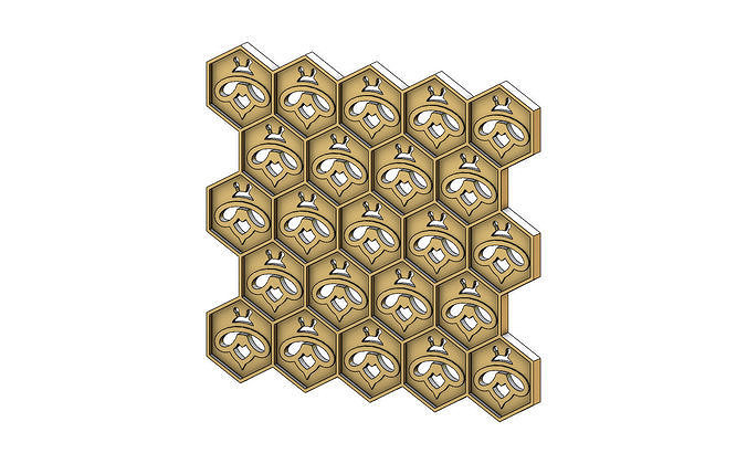 Beehive motif relief 3D print model