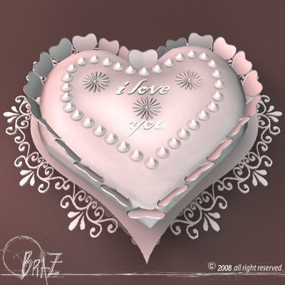 Valentine chocolate cake 3D model_6