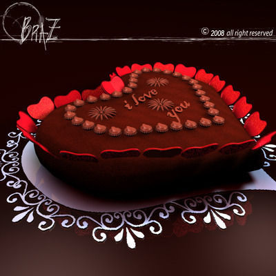 Valentine chocolate cake 3D model_3