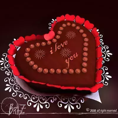 Valentine chocolate cake 3D model
