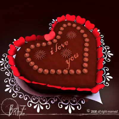 Valentine chocolate cake 3D model_0