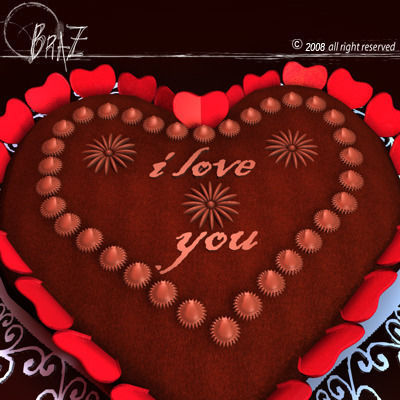 Valentine chocolate cake 3D model_1