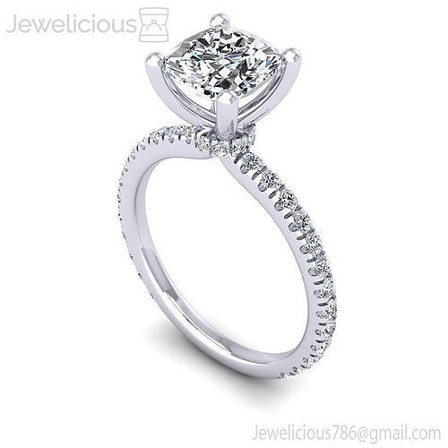 Jewelicious-2290-Ring engagement ring with cushion cut diamond