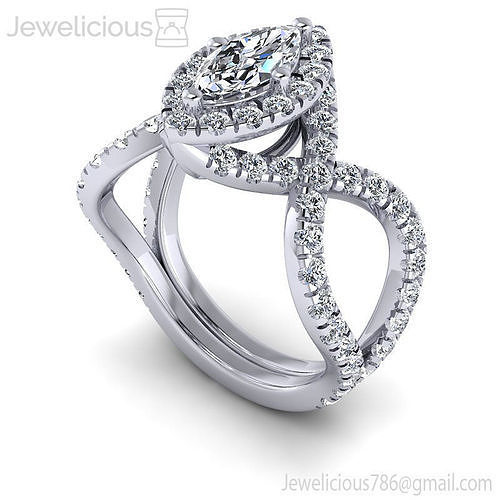 Jewelicious-2287-Ring rose gold engagement ring set with pear shaped diamond