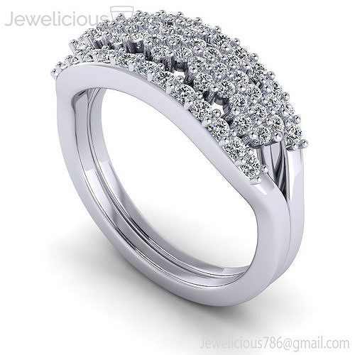 Jewelicious-2286-Ring rose gold diamond ring with three rows of diamonds