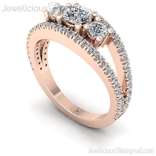 Jewelicious-2267-Ring three stone engagement ring in rose gold