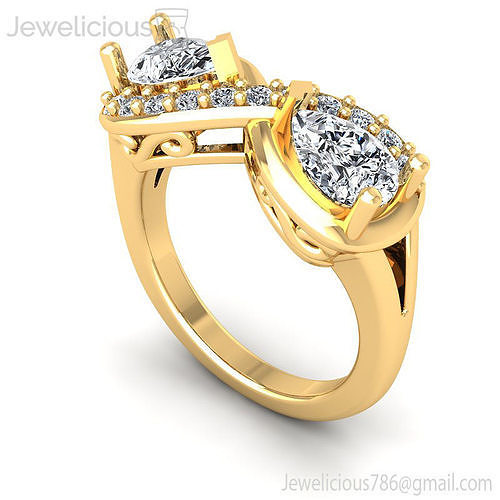 Jewelicious-2257-Ring gold engagement ring with two diamonds