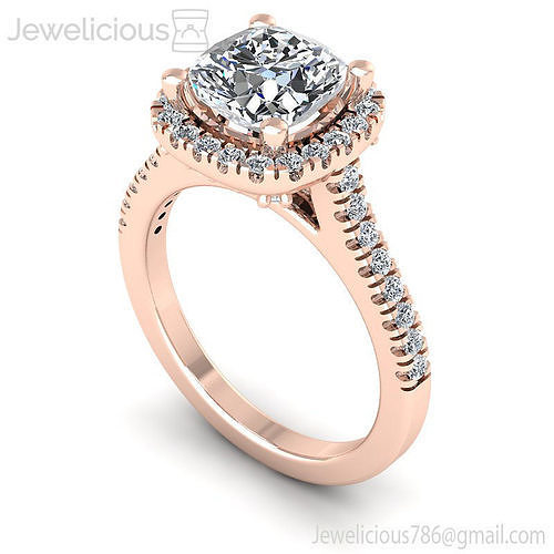 Jewelicious-2256-Ring gold engagement ring with cushion cut diamond