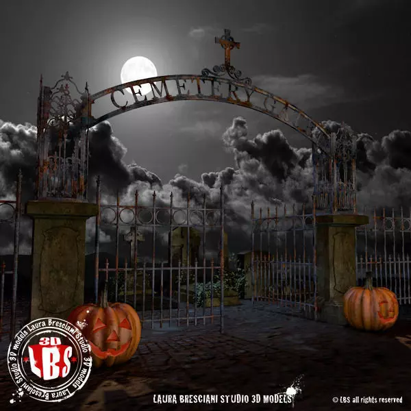 graveyard gate 3D model_0