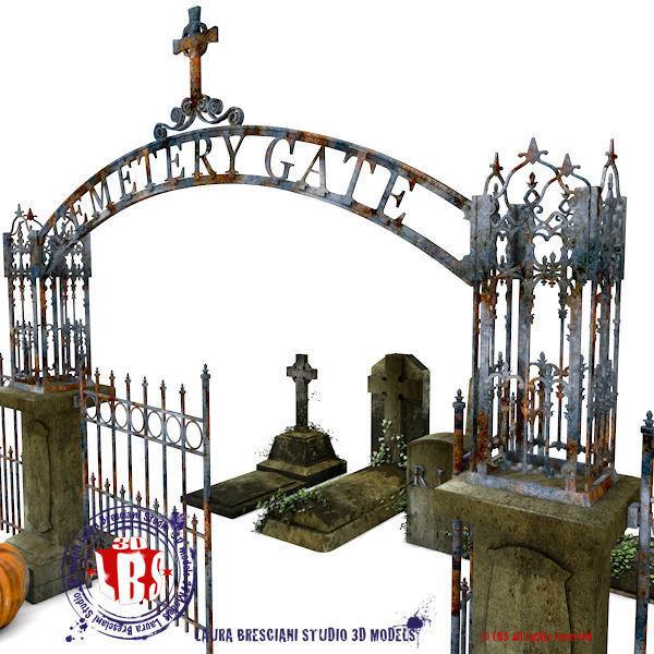 graveyard gate 3D model_11