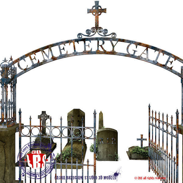 graveyard gate 3D model_2