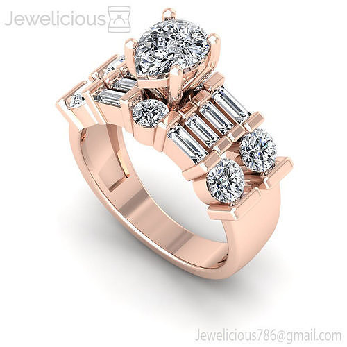 Jewelicious-2242-Ring pear shaped diamond engagement ring in rose gold