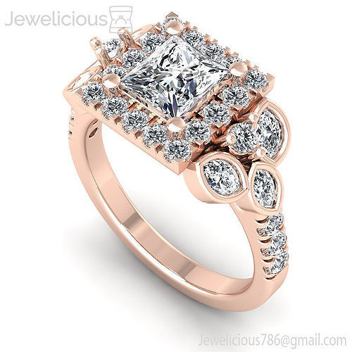 Jewelicious-2232-Ring rose gold engagement ring with princess cut diamond