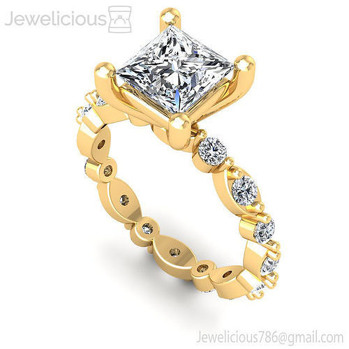 Jewelicious-2228-Ring princess cut diamond engagement ring in rose gold