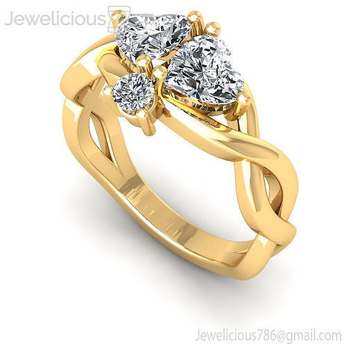 Jewelicious-2225-Ring rose gold engagement ring with two diamonds in center
