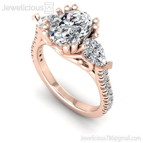 Jewelicious-2213-Ring oval diamond engagement ring in rose gold