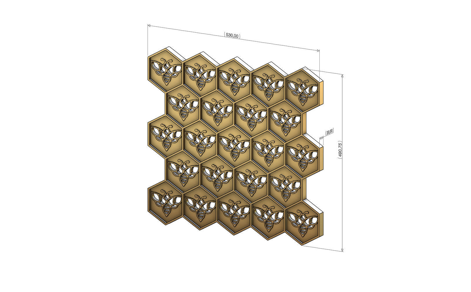 Beehive motif panel for 3dprinting  3D print model_5